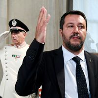 Le leader de la Ligue d'extrême droite Matteo Salvini, ici à sa sortie du palais présidentiel italien, pourrait se retrouver dans l'opposition