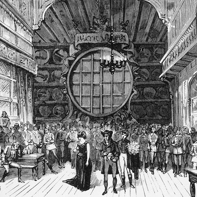 Les Contes d'Hoffmann à l'Opéra Comique (Paris) en 1881. Gravure de H. Meyer (détail)