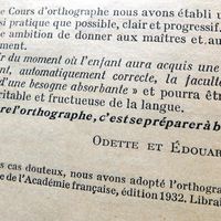 Extrait de la préface du Cours d'Orthographe signé par Odette et Edouard Bled, édition Hachette 1932 - "Bien mettre l'orthographe, c'est se préparer à bien penser"