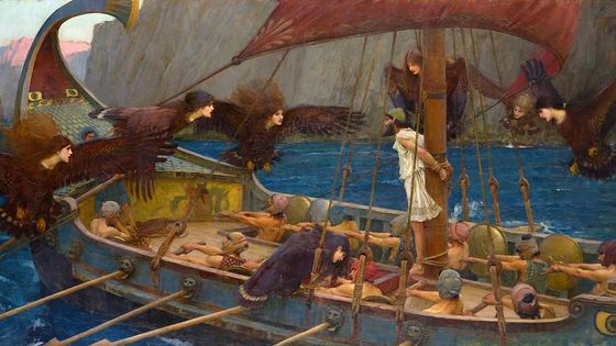 "Ulysse et les Sirènes", tableau peint par John William Waterhouse, 1891, conservé à la National Gallery of Victoria à Melbourne - Wikicommons