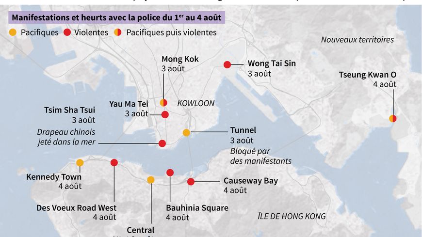 Les manifestations et les heurts se sont multipliées début août à Hong Kong.