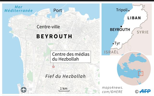 La cible de drones israéliens, le centre des médias du Hezbollah, dnas la banlieue sud de Beyrouth, fief de l'organisation chiite, soutenue par Téhéran.