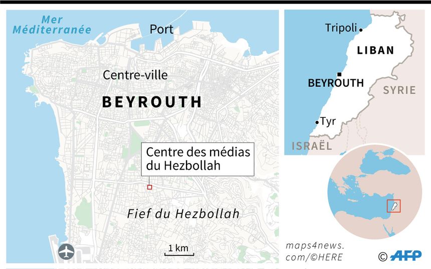 La cible de drones israéliens, le centre des médias du Hezbollah, dnas la banlieue sud de Beyrouth, fief de l'organisation chiite, soutenue par Téhéran.