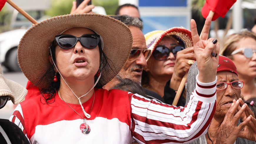Les femmes en première ligne lors des funérailles de Beji Caid Essebsi, le 27 juillet 2019 à Tunis.