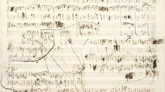 Brouillon d'une partition de la Mazurka en fa mineur (op. 68 n. 4), de la main de Chopin ©Getty - DEA / A. DAGLI ORTI / DeAgostini