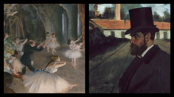 La répétition d'un ballet sur la scène et Henri Rouart devant son usine - Edgar Degas