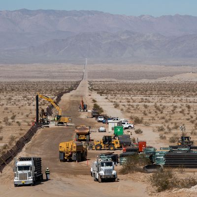 Border Wall CALEXICO, CA - AUGUST 23: Construction begins along the U.S. border with Mexico where the new border wall will replace old fencing on August 23, 2019 in Calexico, CA.