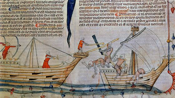 La bataille navale, vers 1340. Collection de la Bibliothèque Nationale de France. ©Getty - Photo par Fine Art Images / Images du patrimoine