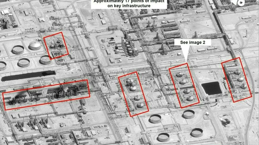 Le site d'Abqaiq, plus grande installation de raffinage au monde, touché ainsi que Kurais par des impacts d'engins volants le samedi 14 septembre