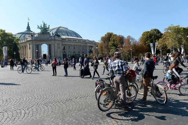 Vélos, trottinettes, skates, rollers : tout est autorisé SAUF les véhicules à moteurs, quels qu'ils soient (thermiques ou électriques).