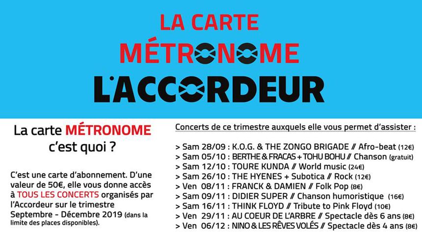 Pour 50€ vous avez accès à tous les concerts jusqu'à fin 2019