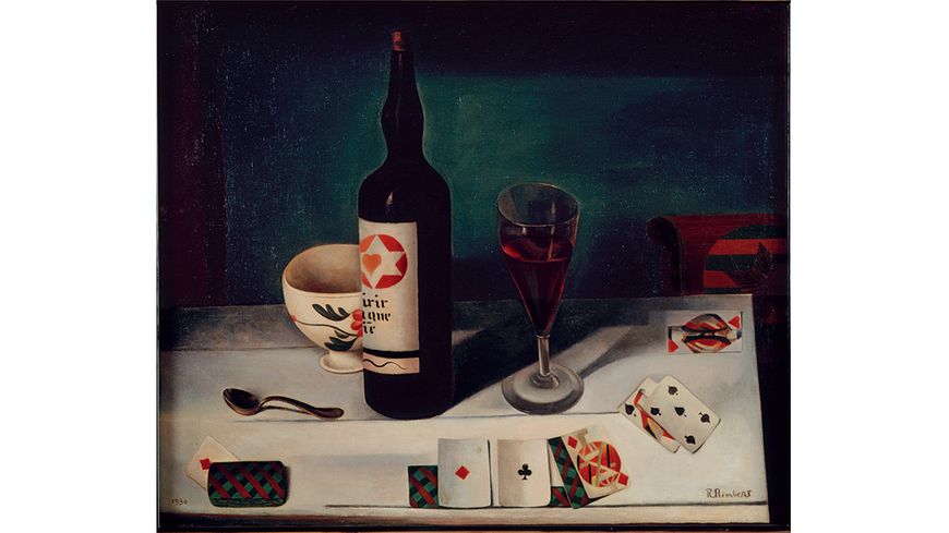 René Rimbert Nature morte au jeu de cartes 1930 Huile sur toile 60,5 x 73 cm