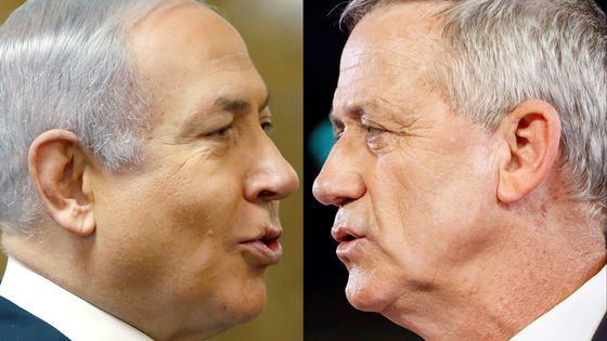 Le Premier ministre israélien Benyamin Netanyahu (à gauche) et son rival centriste Benny Gantz ©AFP - RONEN ZVULUN, JACK GUEZ