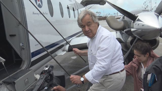 Antonio Guterres à son arrivée aux Bahamas