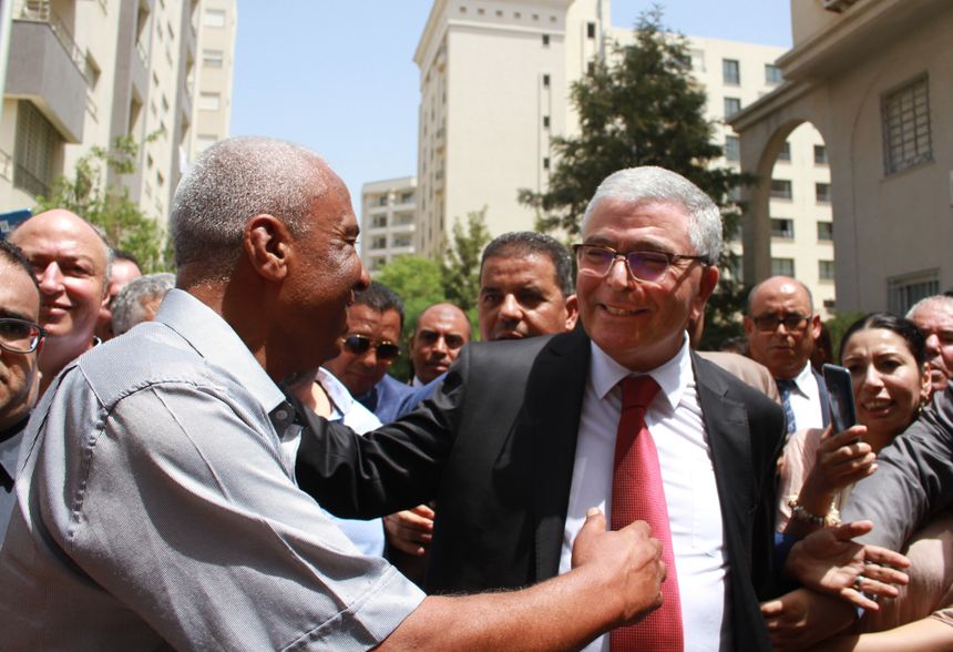 Abdelkrim Zbidi, l'un des favoris à la succession de BCE, en campagne le 7 août 2019 à Tunis.