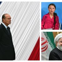 Jacques Chirac en 2006 / Greta Thunberg & Emmanuel Macron & le président Iranien Hassan Rohani à l'Assemblée Générale de l'ONU à New York cette semaine