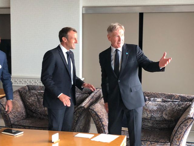 Rencontre entre le président Emmanuel Macron et l'acteur Harrison Ford, le 23 septembre à New-York