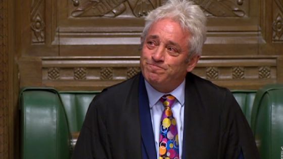 L'émotion du "speaker" de la Chambre des communes John Bercow alors qu'il vient d'annoncer sa démission ©AFP - AFP / PRU