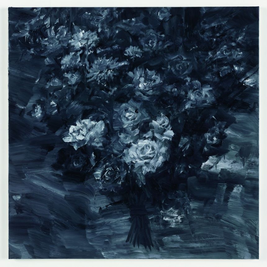 Un jour noir 2019, huile sur toile, 100 x 100 cm.