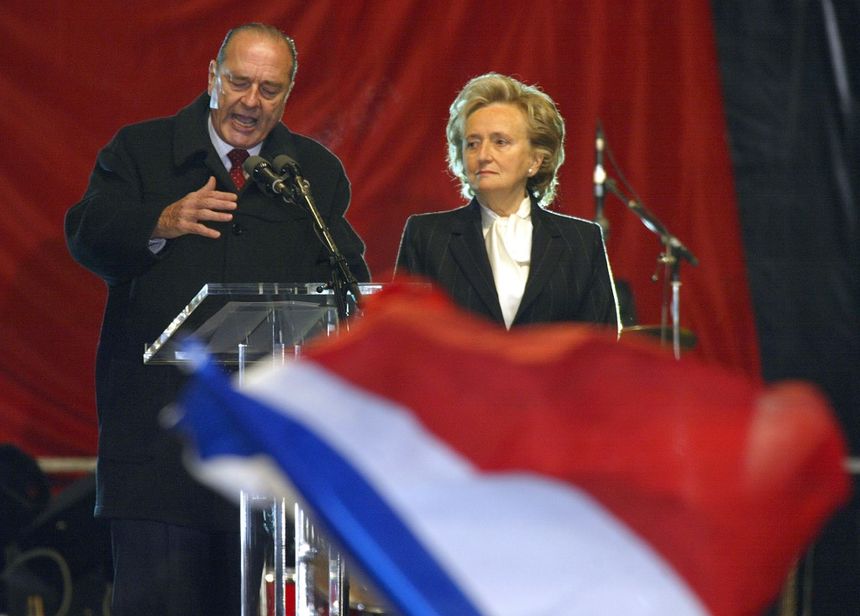 Jacques Chirac et Bernadette Chirac après la victoire électorale de 2002