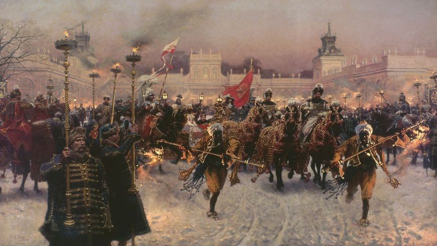 Départ du roi Jean III Sobieski et son épouse BRANDT Józef 1897