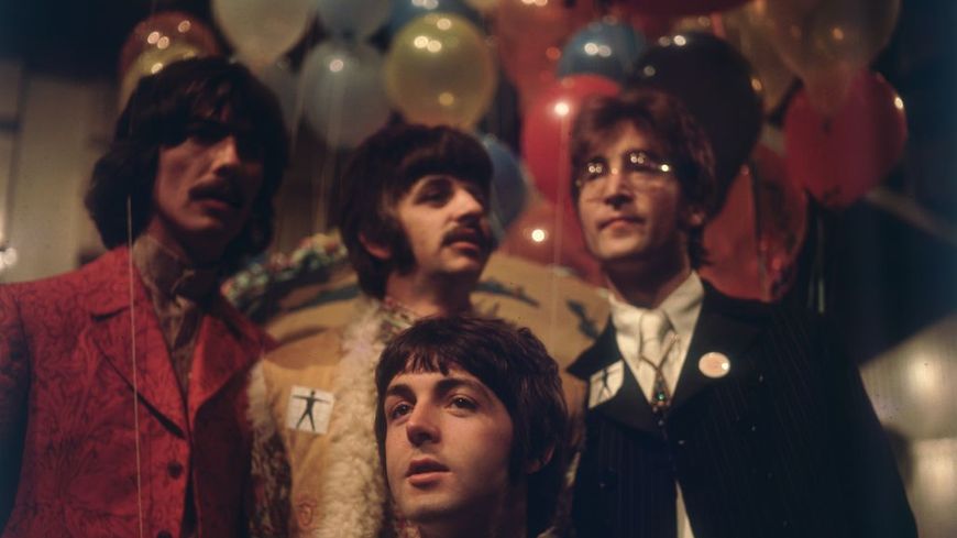 Les Beatles dans les studios EMI à Abbey Road en 1967