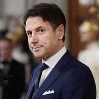 Le Premier ministre italien Giuseppe Conte lors de la lecture de la liste de son gouvernement, mercredi 4 septembre au Palais du Quirinal, la présidence de la République, à Rome.
