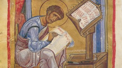 Saint Luc, copiste (Bibliothèque nationale d'Athènes 2251, 13e-14e s.)