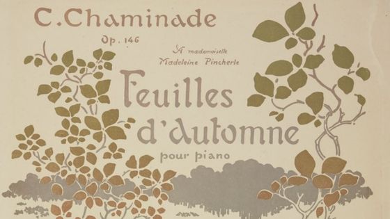 Feuilles d'automne : détail de la couverture de la partition de Cécile Chaminade. Estampe de Georges Auriol, George (1863-1938) - Gallica - BnF