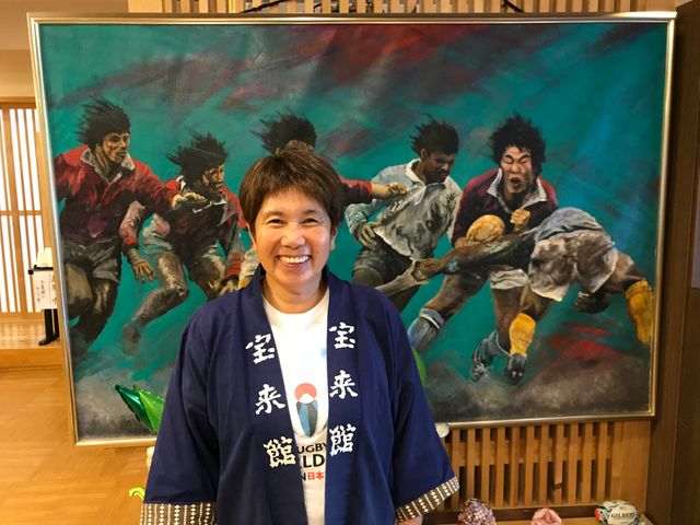 Akiko Iwasaki, habitante de Kamaishi et victime du tsunami de mars 2011. Elle a été l'une des premières à réclamer le retour du rugby dans la ville malgré les énormes dégâts