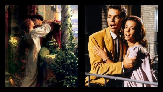 Roméo et Juliette et image tirée du film West Side Story - Frank Bernard Dicksee
