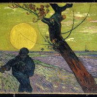 Vincent Van Gogh, Semeur au soleil couchant, 1888, huile sur toile, 73 x 92 cm, signé en bas à droite, Collection Emil Bührle, Zurich.