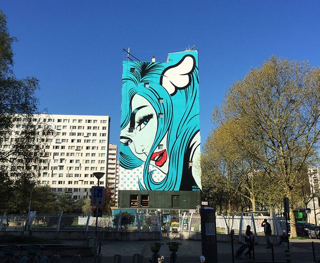 Fresque sur une tour du XIIIe arrondissement de Paris