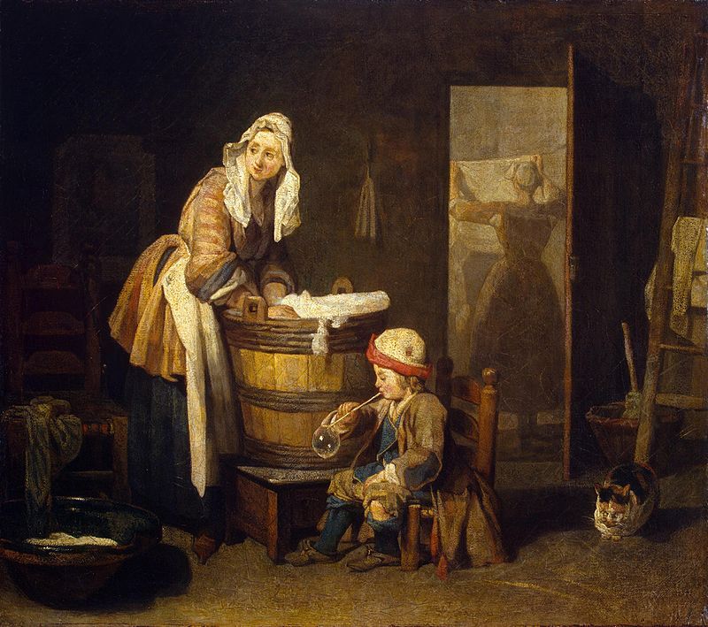 La Blanchisseuse, Jean Siméon Chardin, années 1730, huile sur toile, 38 × 48 cm, musée de l'Ermitage.