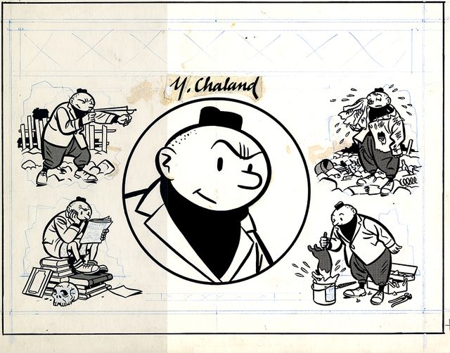 Couverture du "Jeune Albert" à l'encre de Chine. Editions Les Humanoïdes associés 1985 - Dessin tiré du livre "Yves Chaland, une vie en dessins"