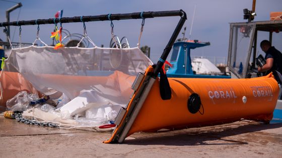 Le chalut qui recupere les bouteilles plastiques pour en faire des baskets - Corail