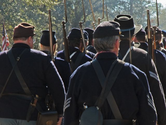 Reconstitution : la marche des troupes de l'Union