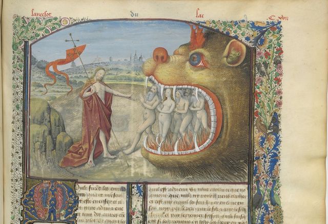 Extrait du manuscrit de "Lancelot" (édité entre 1400 et 1500), consultable sur Gallica.fr