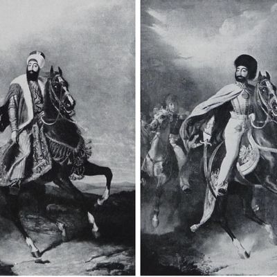Le sultan Mahmud II en costume traditionnel (à gauche) et moderne (à droite). 1837