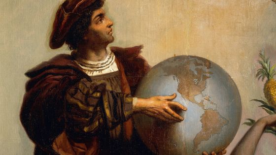 Christophe Colomb (1451-1506), détail de Allégorie sur Charles V de Habsbourg (1500-1558) en tant que souverain du monde, peinture de Peter Johann Nepomuk Geiger (1805-1880), Italie ©Getty - De Agostini / A. Dagli Orti