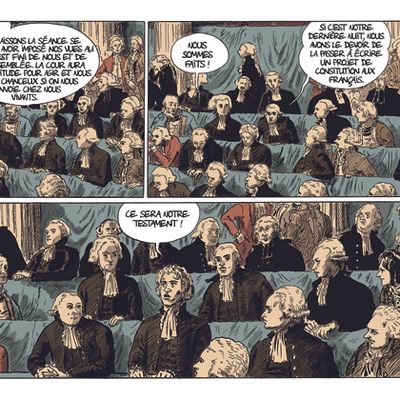 Planche issue de la la BD "Révolution !" Tome 1 : Liberté de Younn Locard et Florent Grouazel, éd. de L'An 2 / Actes Sud.