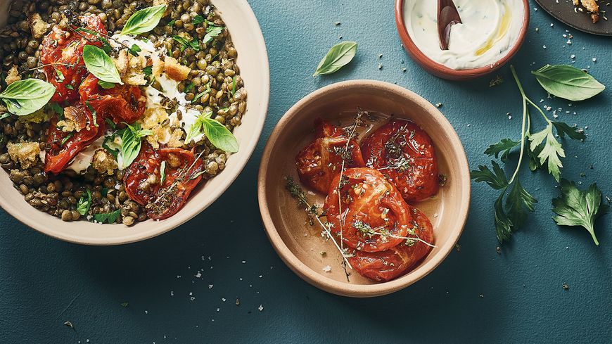 Lentilles aux tomates confites