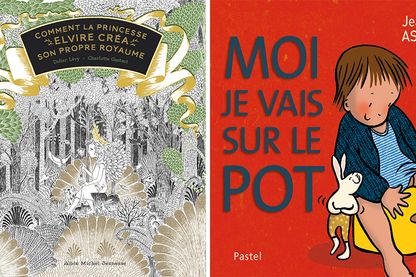 Couvertures de "Comment la princesse Elvire créa son propre royaume" et de "Moi je vais sur le pot"