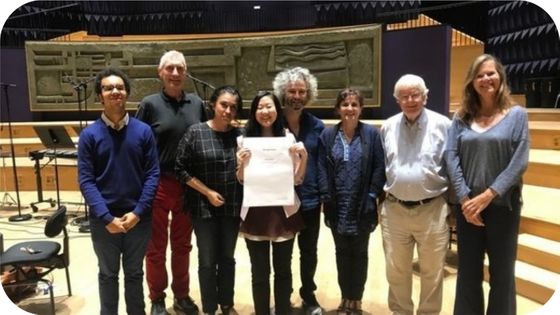 Seongmi Kim, l'ensemble Aleph, Isabelle Soccoja et Anne Montaron en studio à Radio France - Michel Pozmanter