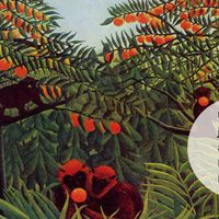 Singes dans un bosquet orange, huile sur toile, Henri Rousseau, 1910.
