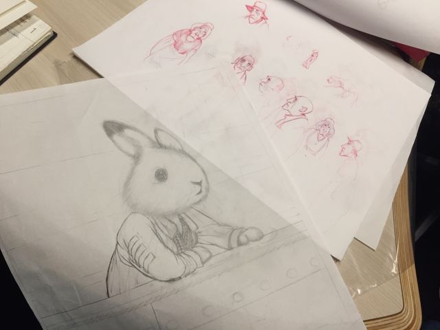 Un dessin de Rébecca Dautremer pour Jacominus Gainsborough et ses croquis pour 'Des souris et des hommes'