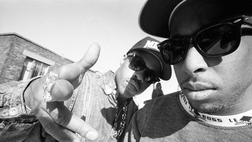 Guru (1961-2010) et DJ Premier à leurs débuts en 1990 (Martyn Goodacre/Getty)