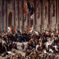 Lamartine devant l’Hôtel de Ville de Paris le 25 février 1848 refuse le drapeau rouge
