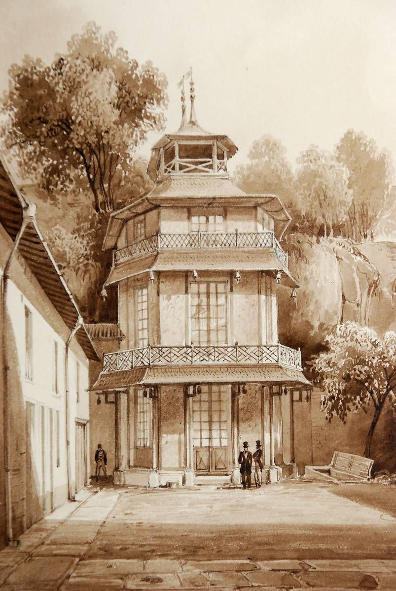 gravure de la Tour Chinoise au XIXe siècle