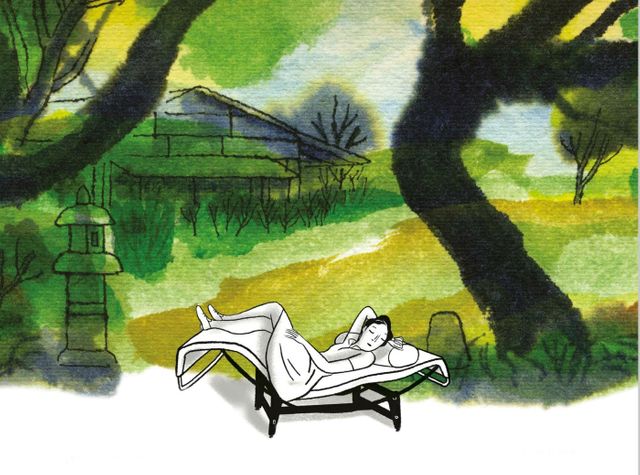 Extrait de la couverture de Charlotte Perriand par Charles Berbérian (éd du Chêne / Arte Editions)